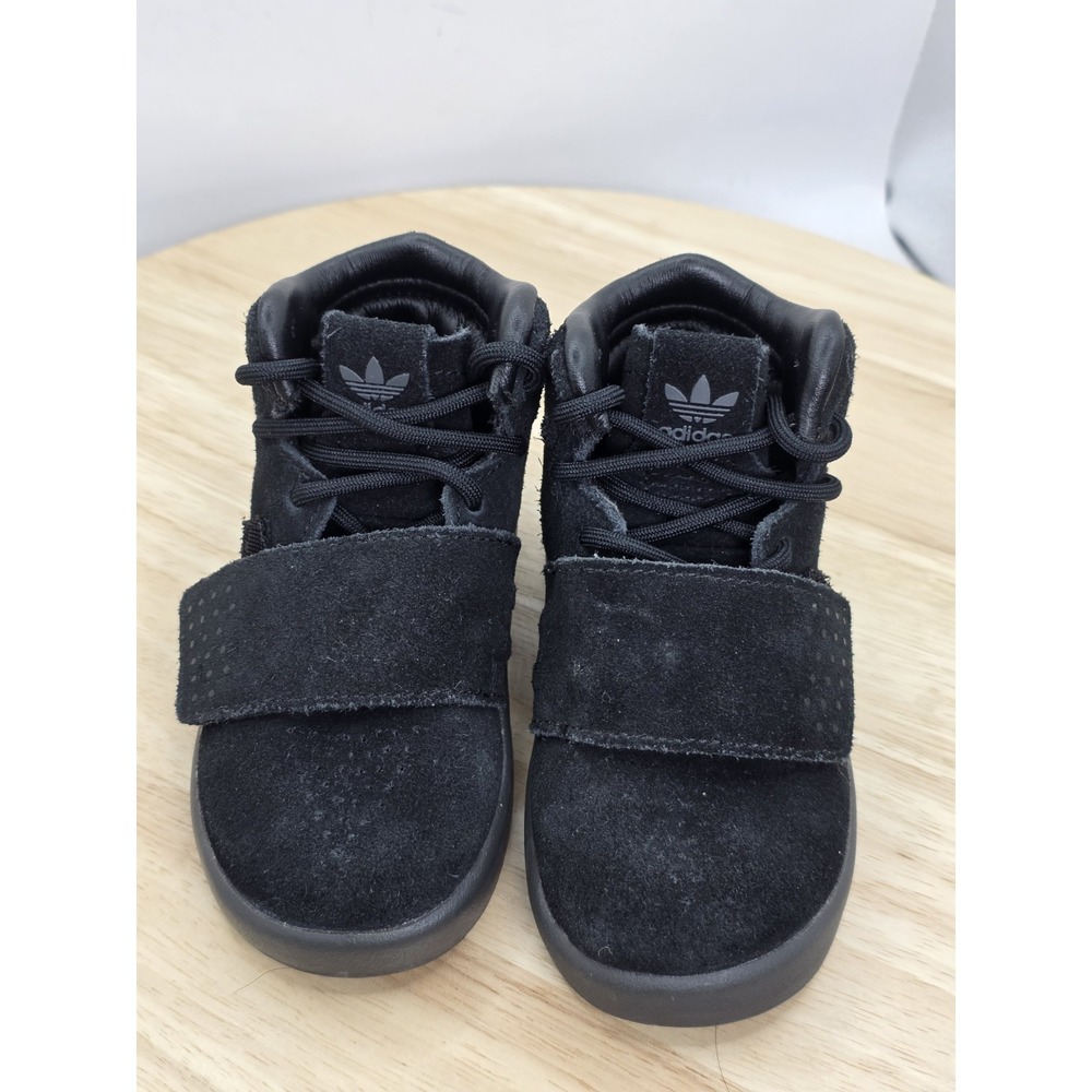 Little Kids 6K - Adidas Tubular Invader Strap Athletic Shoes Triple Black RARE - Picture 4 of 10